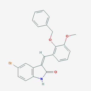 molecular formula C23H18BrNO3 B307845 (3Z)-3-[2-(benzyloxy)-3-methoxybenzylidene]-5-bromo-1,3-dihydro-2H-indol-2-one 