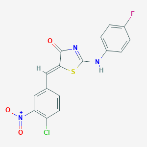 molecular formula C16H9ClFN3O3S B307847 (5Z)-5-[(4-chloro-3-nitrophenyl)methylidene]-2-(4-fluoroanilino)-1,3-thiazol-4-one 