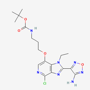 molecular formula C18H24ClN7O4 B3078506 tert-Butyl 3-(2-(4-amino-1,2,5-oxadiazol-3-yl)-4-chloro-1-ethyl-1H-imidazo[4,5-c]pyridin-7-yloxy)propylcarbamate CAS No. 1052112-24-9