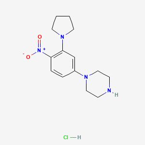 molecular formula C14H21ClN4O2 B3078509 1-[4-Nitro-3-(1-pyrrolidinyl)phenyl]piperazine hydrochloride CAS No. 1052148-98-7