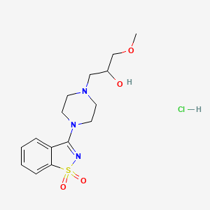 molecular formula C15H22ClN3O4S B3078511 1-[4-(1,1-Dioxido-1,2-benzisothiazol-3-yl)piperazin-1-yl]-3-methoxypropan-2-ol hydrochloride CAS No. 1052150-00-1