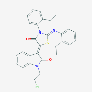 molecular formula C29H26ClN3O2S B307853 1-(2-chloroethyl)-3-{3-(2-ethylphenyl)-2-[(2-ethylphenyl)imino]-4-oxo-1,3-thiazolidin-5-ylidene}-1,3-dihydro-2H-indol-2-one 
