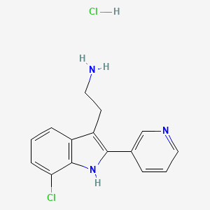 molecular formula C15H15Cl2N3 B3078538 2-[7-Chloro-2-(pyridin-3-yl)-1H-indol-3-yl]ethan-1-amine hydrochloride CAS No. 1052414-08-0
