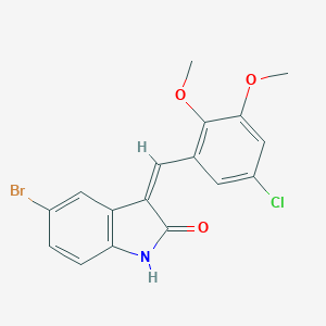 molecular formula C17H13BrClNO3 B307860 (3Z)-5-bromo-3-(5-chloro-2,3-dimethoxybenzylidene)-1,3-dihydro-2H-indol-2-one 