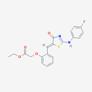 ethyl 2-[2-[(Z)-[2-(4-fluoroanilino)-4-oxo-1,3-thiazol-5-ylidene]methyl]phenoxy]acetate