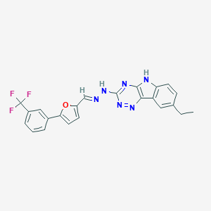 molecular formula C23H17F3N6O B307866 8-ethyl-N-[(E)-[5-[3-(trifluoromethyl)phenyl]furan-2-yl]methylideneamino]-5H-[1,2,4]triazino[5,6-b]indol-3-amine 