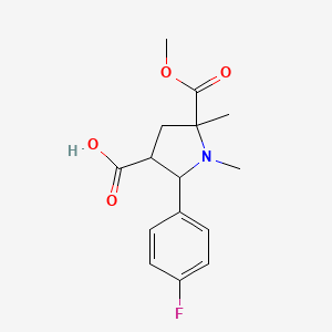 molecular formula C15H18FNO4 B3078670 2-(4-氟苯基)-5-(甲氧羰基)-1,5-二甲基-3-吡咯烷羧酸 CAS No. 1052610-75-9