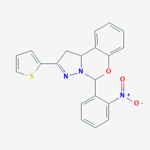 molecular formula C20H15N3O3S B307868 5-(2-Nitrophenyl)-2-thien-2-yl-1,10b-dihydropyrazolo[1,5-c][1,3]benzoxazine 