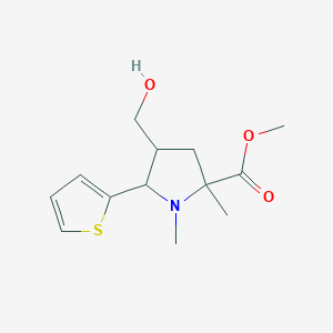 molecular formula C13H19NO3S B3078682 Methyl 4-(hydroxymethyl)-1,2-dimethyl-5-(2-thienyl)-2-pyrrolidinecarboxylate CAS No. 1052612-49-3