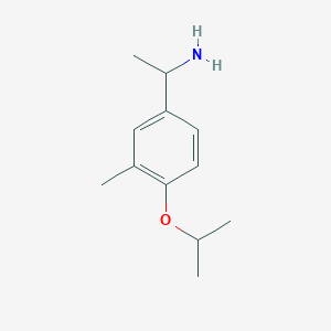 molecular formula C12H19NO B3078716 1-[3-Methyl-4-(propan-2-yloxy)phenyl]ethan-1-amine CAS No. 105321-40-2