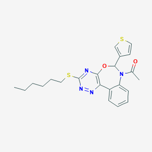 molecular formula C22H24N4O2S2 B307882 7-Acetyl-3-(hexylsulfanyl)-6-(3-thienyl)-6,7-dihydro[1,2,4]triazino[5,6-d][3,1]benzoxazepine 