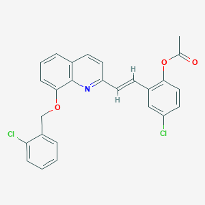 molecular formula C26H19Cl2NO3 B307886 4-Chloro-2-(2-{8-[(2-chlorobenzyl)oxy]-2-quinolinyl}vinyl)phenyl acetate 