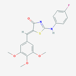 molecular formula C19H17FN2O4S B307890 (5Z)-2-(4-fluoroanilino)-5-[(3,4,5-trimethoxyphenyl)methylidene]-1,3-thiazol-4-one 