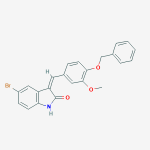 molecular formula C23H18BrNO3 B307894 (3Z)-3-[4-(benzyloxy)-3-methoxybenzylidene]-5-bromo-1,3-dihydro-2H-indol-2-one 