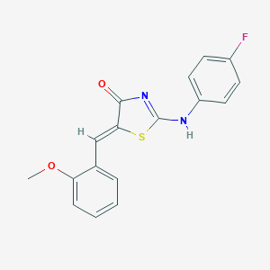molecular formula C17H13FN2O2S B307895 (5Z)-2-(4-fluoroanilino)-5-[(2-methoxyphenyl)methylidene]-1,3-thiazol-4-one 