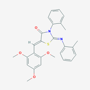 molecular formula C27H26N2O4S B307899 3-(2-Methylphenyl)-2-[(2-methylphenyl)imino]-5-(2,4,6-trimethoxybenzylidene)-1,3-thiazolidin-4-one 