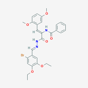 molecular formula C29H30BrN3O6 B307903 N-[1-{[2-(2-bromo-4,5-diethoxybenzylidene)hydrazino]carbonyl}-2-(2,5-dimethoxyphenyl)vinyl]benzamide 