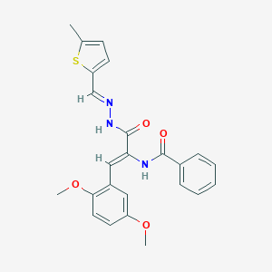 molecular formula C24H23N3O4S B307914 N-[2-(2,5-dimethoxyphenyl)-1-({2-[(5-methyl-2-thienyl)methylene]hydrazino}carbonyl)vinyl]benzamide 