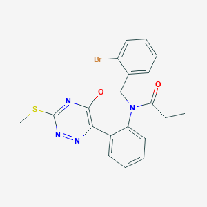 molecular formula C20H17BrN4O2S B307919 6-(2-Bromophenyl)-3-(methylsulfanyl)-7-propionyl-6,7-dihydro[1,2,4]triazino[5,6-d][3,1]benzoxazepine 