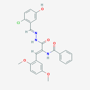molecular formula C25H22ClN3O5 B307921 N-[1-{[2-(2-chloro-5-hydroxybenzylidene)hydrazino]carbonyl}-2-(2,5-dimethoxyphenyl)vinyl]benzamide 