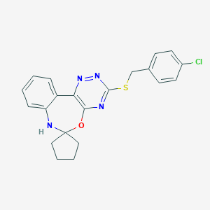 molecular formula C21H19ClN4OS B307929 3'-[(4-chlorobenzyl)thio]-7'H-spiro[cyclopentane-1,6'-[1,2,4]triazino[5,6-d][3,1]benzoxazepine] 