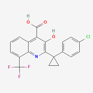 molecular formula C20H13ClF3NO3 B3079336 2-(1-(4-Chlorophenyl)cyclopropyl)-3-hydroxy-8-(trifluoromethyl)quinoline-4-carboxylic acid CAS No. 1067186-56-4