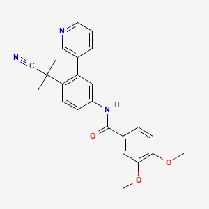 molecular formula C24H23N3O3 B3079338 Benzamide, N-[4-(1-cyano-1-methylethyl)-3-(3-pyridinyl)phenyl]-3,4-dimethoxy- CAS No. 1067191-08-5