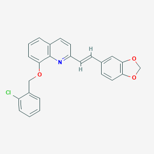 molecular formula C25H18ClNO3 B307935 2-[2-(1,3-Benzodioxol-5-yl)vinyl]-8-quinolinyl 2-chlorobenzyl ether 