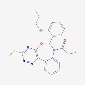 molecular formula C23H24N4O3S B307938 3-(Methylsulfanyl)-7-propionyl-6-(2-propoxyphenyl)-6,7-dihydro[1,2,4]triazino[5,6-d][3,1]benzoxazepine 