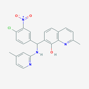 molecular formula C23H19ClN4O3 B307942 7-{(4-Chloro-3-nitrophenyl)[(4-methylpyridin-2-yl)amino]methyl}-2-methylquinolin-8-ol 