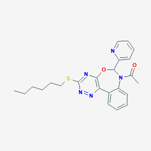 molecular formula C23H25N5O2S B307948 7-Acetyl-3-(hexylsulfanyl)-6-(2-pyridinyl)-6,7-dihydro[1,2,4]triazino[5,6-d][3,1]benzoxazepine 