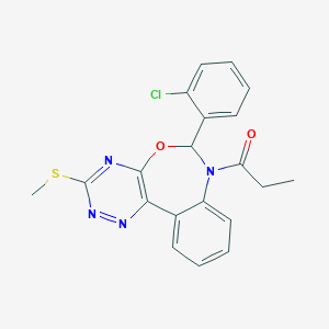 molecular formula C20H17ClN4O2S B307950 6-(2-Chlorophenyl)-3-(methylthio)-7-propionyl-6,7-dihydro[1,2,4]triazino[5,6-d][3,1]benzoxazepine 