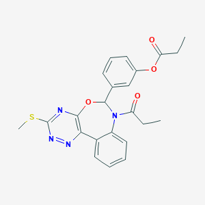 3-[3-(Methylsulfanyl)-7-propanoyl-6,7-dihydro[1,2,4]triazino[5,6-d][3,1]benzoxazepin-6-yl]phenyl propanoate