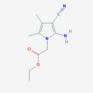 molecular formula C11H15N3O2 B3079663 ethyl 2-(2-amino-3-cyano-4,5-dimethyl-1H-pyrrol-1-yl)acetate CAS No. 107267-88-9