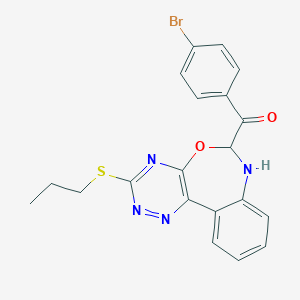 molecular formula C20H17BrN4O2S B307967 (4-Bromophenyl)[3-(propylsulfanyl)-6,7-dihydro[1,2,4]triazino[5,6-d][3,1]benzoxazepin-6-yl]methanone 