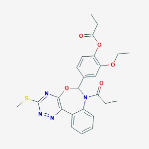 2-Ethoxy-4-[3-(methylsulfanyl)-7-propionyl-6,7-dihydro[1,2,4]triazino[5,6-d][3,1]benzoxazepin-6-yl]phenyl propionate