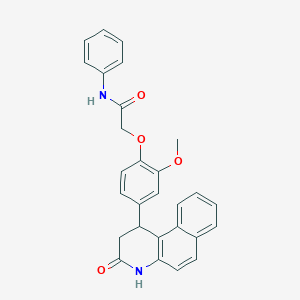 molecular formula C28H24N2O4 B307978 2-[2-methoxy-4-(3-oxo-1,2,3,4-tetrahydrobenzo[f]quinolin-1-yl)phenoxy]-N-phenylacetamide 
