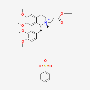 molecular formula C34H45NO9S B3079814 (1R,2R)-1-[(3,4-Dimethoxyphenyl)methyl]-2-[3-(tert-butoxy)-3-oxopropyl]-1,2,3,4-tetrahydro-6,7-dimethoxy-2-methylisoquinolinium benzenesulfonate CAS No. 1075727-00-2