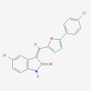 molecular formula C19H11BrClNO2 B307990 5-bromo-3-{[5-(4-chlorophenyl)-2-furyl]methylene}-1,3-dihydro-2H-indol-2-one 