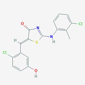 (5Z)-5-[(2-chloro-5-hydroxyphenyl)methylidene]-2-(3-chloro-2-methylanilino)-1,3-thiazol-4-one