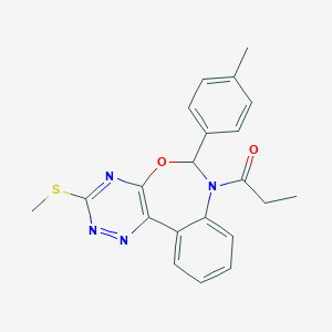 molecular formula C21H20N4O2S B308002 6-(4-Methylphenyl)-3-(methylsulfanyl)-7-propionyl-6,7-dihydro[1,2,4]triazino[5,6-d][3,1]benzoxazepine 