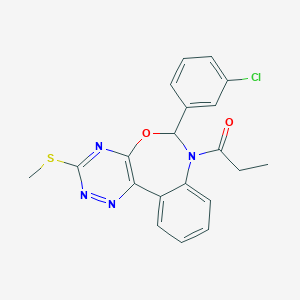 molecular formula C20H17ClN4O2S B308003 6-(3-Chlorophenyl)-7-propionyl-6,7-dihydro[1,2,4]triazino[5,6-d][3,1]benzoxazepin-3-yl methyl sulfide 
