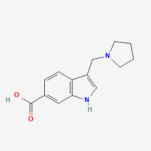 molecular formula C14H16N2O2 B3080045 3-(pyrrolidin-1-ylmethyl)-1H-indole-6-carboxylic acid CAS No. 1081114-00-2