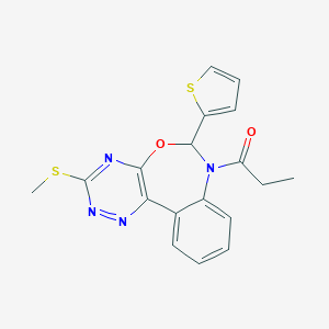 molecular formula C18H16N4O2S2 B308008 3-(Methylsulfanyl)-7-propionyl-6-(2-thienyl)-6,7-dihydro[1,2,4]triazino[5,6-d][3,1]benzoxazepine 