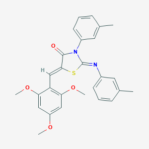 molecular formula C27H26N2O4S B308012 3-(3-Methylphenyl)-2-[(3-methylphenyl)imino]-5-(2,4,6-trimethoxybenzylidene)-1,3-thiazolidin-4-one 