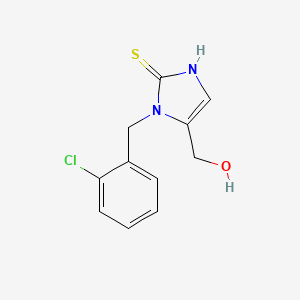 molecular formula C11H11ClN2OS B3080179 {1-[(2-chlorophenyl)methyl]-2-sulfanyl-1H-imidazol-5-yl}methanol CAS No. 1082388-01-9