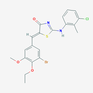 molecular formula C20H18BrClN2O3S B308022 (5Z)-5-[(3-bromo-4-ethoxy-5-methoxyphenyl)methylidene]-2-(3-chloro-2-methylanilino)-1,3-thiazol-4-one 