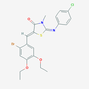 molecular formula C21H20BrClN2O3S B308023 5-(2-Bromo-4,5-diethoxybenzylidene)-2-[(4-chlorophenyl)imino]-3-methyl-1,3-thiazolidin-4-one 