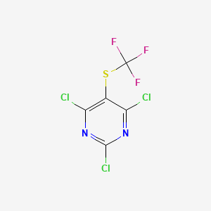 molecular formula C5Cl3F3N2S B3080230 2,4,6-Trichloro-5-[(trifluoromethyl)sulfanyl]pyrimidine CAS No. 108255-35-2