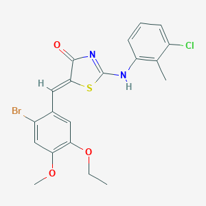 molecular formula C20H18BrClN2O3S B308026 (5Z)-5-[(2-bromo-5-ethoxy-4-methoxyphenyl)methylidene]-2-(3-chloro-2-methylanilino)-1,3-thiazol-4-one 